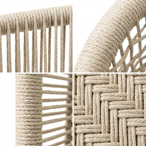 كرسي استرخاء خارجي منسوج بحبل على شكل قطة كسولة مع إطار من الألومنيوم وقماش مقاوم للماء للفناء والحديقة/شرفة الفندق - Product Image 2