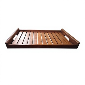 Wood Serving Tray Rectangular Wooden <b>Breakfast</b> Tray Handmade Rustic Serving Platter Kitchen Food Serving Tray - Product Image 4