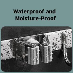 Support mural en acier inoxydable pour balais et serpillères, organisateur de rangement, crochets antidérapants en acier inoxydable pour la maison, la cuisine et le jardin - Product Image 5