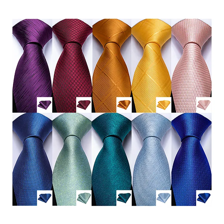 Wholesale Custom Solid Color Tie Orange Mens Silk Neck Ties and Pocket Square