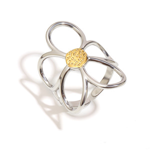 Stainless Steel 18K Gold Plated Hollow Flower Open <b>Ring</b> Minimalist Floral <b>Statement</b> Finger <b>Ring</b> For Women Trendy Daily Jewelry - Product Image 2