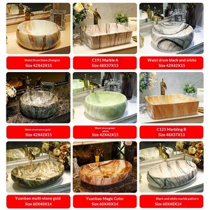 Lavabo Redondo Artístico de Mármol para Baño con Soporte para Grifo de un Solo Orificio, Estilo Americano - Product Image 3