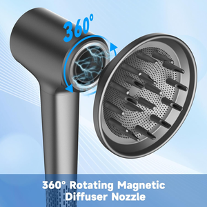 Sèche-<span class=keywords><strong>cheveux</strong></span> ionique professionnel à courant continu avec diffuseur pour <span class=keywords><strong>cheveux</strong></span> <span class=keywords><strong>bouclés</strong></span> - Buse concentrateur magnétique anti-frisottis pour usage hôtelier - Product Image 2