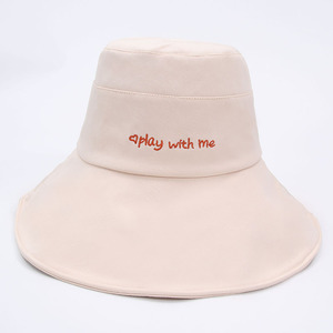 New Thêu Sáng Tạo Chữ Giải Trí Ngư Dân Hat Với Big Vành Ngoài Trời Dây Windproof Sunhat Mũ Xô - Product Image 5