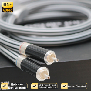 Câble audio carré en argent pur 99,99 % à 2 conducteurs, fiche RCA OFC plaquée argent épaisse, blindage dense en cuivre argenté pour amplificateur et haut-parleur Hi-Fi - Product Image 4