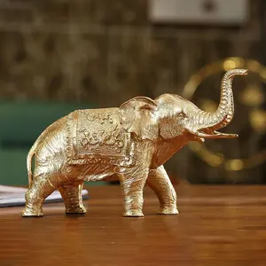 Metal animals golden brass elephants for home decorative figurines sculptural craft & gifts