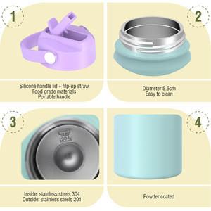 Gobelet isotherme portable en acier inoxydable de 400 ml, à double paroi, couleur unie, avec revêtement en poudre personnalisé, écologique, en stock - Product Image 3