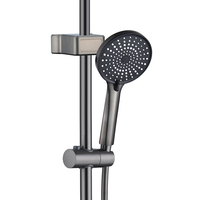 Nouveau design Ensemble de douche numérique noir gris anthracite 4 fonctions avec pommeau pluie, système de salle de bain à température contrôlée, jet de pluie doux et jet unique