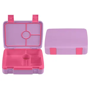 School office microwaveable meal pre airtight food container 0.3-0.5L PP 4 compartments plastic bento lunch box for kids