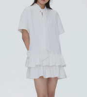 Robe décontractée d'été à fleurs pour femmes, chemise plissée et ample, manches courtes bouffantes, ligne A, mini, respirante, élégante, bureau, fête