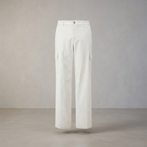 Pantalon cargo pour femme en toile, couleur unie, taille mi-haute, coupe ample, longueur intégrale, 100 % coton, style décontracté, idéal pour l'été, séchage rapide - Product Image 2