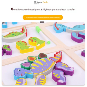 Tavola da Disegno Magnetica 3D per Bambini, Puzzle in Legno a Forma di Dinosauro, Lavagna per Graffiti Cancellabile, Giocattolo Educativo per la Prima Infanzia - Product Image 5