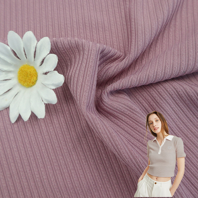 Fabrics and Textiles Wholesale Ribbed Knitted Stretch Polyester Spandex Fancy Rib Clothes Fabric for Sweater