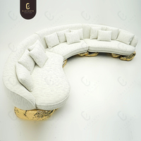 Ensemble de canapés sectionnels de luxe italiens en tissu Chesterfield, canapé-lit moderne crème rembourré en éponge, réglable, prêt pour la villa