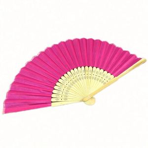 พัดไม้ไผ่พับได้ ลายแกะสลักศิลปะพื้นบ้าน ขนาด 33 ซม. พร้อมที่จับ พัดมือถือ งานแต่งงาน ของที่ระลึกทางธุรกิจ ลายเพ้นท์ - Product Image 1