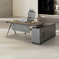 Ensemble de bureau de direction en L pour superviseur, petit bureau d'écriture pour directeur général, chaise, mobilier de luxe minimaliste