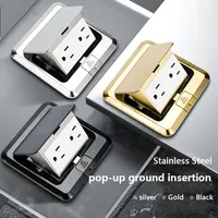 Enchufe de Piso Estándar Americano, Impermeable, 15A, para Cocina, Dormitorio, Interior, Dorado, Oculto, para Escritorio