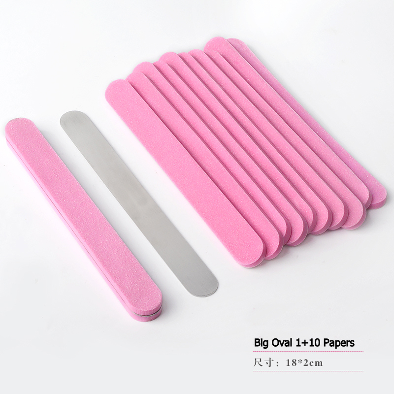 10 шт. Розовый Съемный пилочки для ногтей, наждачная бумага с ручкой из нержавеющей стали замена металлический буфер ногтя 100/180 для маникюра