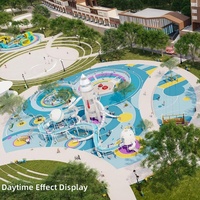 Construction d'un grand modèle de toboggan en acier inoxydable dans une tour de divertissement non motorisée dans un parc d'attractions la nuit