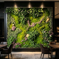 Mur végétal artificiel sur mesure, mélange de plantes et de mousse de poteau stabilisée pour la décoration murale de la maison, du bureau et de l'hôtel