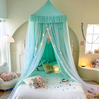 Moustiquaire de plafond ronde double couche en dentelle, style Princesse Royale, rose et bleue, romantique, élégante, pour vente en gros, avec rideau de bar et tente