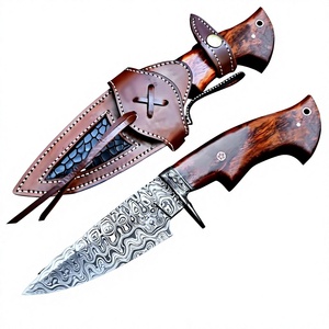 Couteau de chasse Damas à motif en acier et manche en bois de rose, idéal pour le camping – Offre spéciale à prix raisonnable - Product Image 3