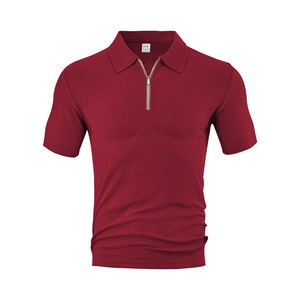Polo décontracté d'été pour homme de style européen et américain, bleu clair, en polyester, avec fermeture éclair, coupe ample - Product Image 2