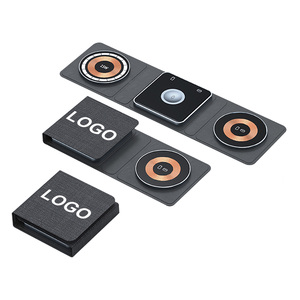 IDEA GIFT Station de recharge sans fil personnalisée pliable 3-en-1 Chargeur sans fil magnétique rapide pour téléphone, montre et écouteurs - Product Image 1