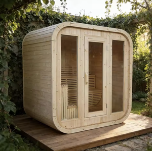 Sauna extérieur en bois massif de pin blanc pour 4 à 6 personnes, de type villa carrée, avec chauffage électrique de 9 kW, sauna traditionnel - Product Image 2