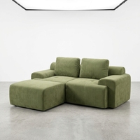 Canapé modulaire en tissu capitonné sans structure en L, style minimaliste de luxe BSCI, compressé pour salons, hôtels et appartements