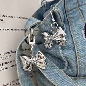 Korean Ins Creative Heart Keychain New Bow Tie <b>Acrylic</b> Decorative Pendant Rechargeable Metal Keychain - Product Image 1