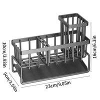 Organisateur d'évier de cuisine et salle de bain en acier moulé, support à éponge à barrière haute, porte-éponge amovible Bruswel, moderne et durable