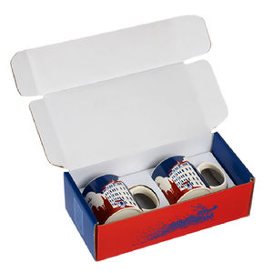 Boîte d'emballage de tasse à café personnalisée en carton ondulé avec impression en relief pour emballage cadeau à emporter - Product Image 1
