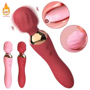 Pinkzoom Massager Av Toverstaf Dual Head Dildo G Spot Seksspeeltjes 10 Mode Vibrerende Verwarming Massager Vrouw Seksspeeltjes