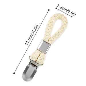 Clips <span class=keywords><strong>pince</strong></span> à serviette en boucle de coton tressé polyvalent avec <span class=keywords><strong>pince</strong></span> en métal cintre en tissu <span class=keywords><strong>pour</strong></span> la maison salle de bain cuisine dossier de rangement - Product Image 1