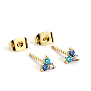 Mini boucles d'oreilles unisexes en cristal Boucles d'oreilles personnalisées en plaqué or avec design géométrique perles d'imitation tendance Vente en gros à la mode avec zircon - Product Image 4