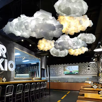 Lampu Plafon LED Akrilik Bertenaga Baterai, Dapat Diredupkan, Berubah Warna Multiwarna, Sinkronisasi Musik, Warna Putih Hangat, Model Cloud, Dilengkapi Remote Control