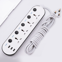 Extensión de Corriente Industrial Inteligente de Fábrica al por Mayor, Cable de Cobre de 3 Metros y 10A, 4 Tomas de Corriente, 3 Puertos USB, Interruptores Individuales