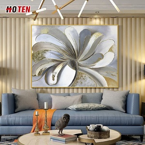 Dipinto a Olio su Tela Moderno con Foglia d'Oro, Design Floreale Decorativo <span class=keywords><strong>per</strong></span> Soggiorno o <span class=keywords><strong>Camera</strong></span> <span class=keywords><strong>da</strong></span> <span class=keywords><strong>Letto</strong></span> - Product Image 2