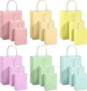 ถุงของขวัญกระดาษคราฟท์พิมพ์โลโก้ตามสั่ง พร้อมหูหิ้ว สีพาสเทลเรนโบว์ หลายขนาด สำหรับใส่ขนมและของขวัญ - Product Image 1