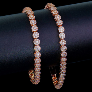 Moissanite Jewelry Silver 925 Rose Gold Plated Tennis Bracelet Hip Hop Brilliant Iced Out Cluster Mossanite Diamond Men Women - Product Image 1