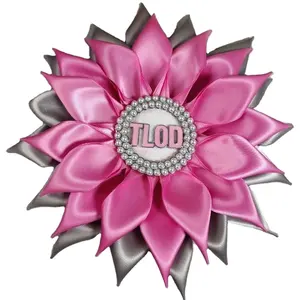 6.5 inches Custom high quality sublimation TLOD Pink and Grey Greek Letters Flower pin