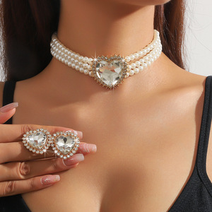 Comercio Exterior Transfronterizo: Nuevas Perlas Multicapa Exageradas de Europa y Estados Unidos, con Corazón de Amor de Colores y Cristal Grande - Product Image 6