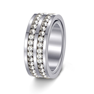 Anneaux de mariage plaqués or pour homme et femme, anneaux en diamant CZ, bijoux de fiançailles en acier inoxydable, <span class=keywords><strong>alliance</strong></span> - Product Image 5