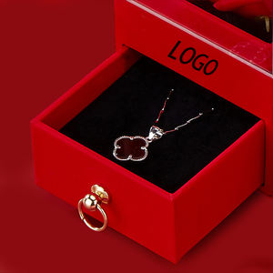 Boîtes d'emballage personnalisées Coffrets cadeaux bijoux à fermeture automatique à double porte en forme de pomme avec vitrine et tiroir intérieurs - Product Image 4