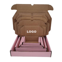 Boîte postale d'emballage de casquette de vêtement en carton ondulé de différentes tailles pliante rose personnalisée avec votre logo
