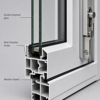 Fenêtre à auvent suspendue en aluminium à manivelle de style américain, insonorisée, avec double vitrage trempé pour maison résidentielle