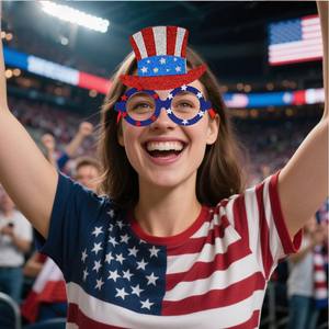 Red White Blue Theme Plastic Glasses Frame <strong>Football</strong> Cheerleading New Arrival Security Chinese New Year Waterproof Durable Glow - Product Image 4