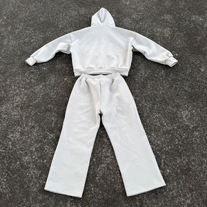 Ensemble de survêtement personnalisé 500 g/m² en molleton épais, sweat à capuche double fermeture éclair et pantalon de jogging ample pour homme - Product Image 2
