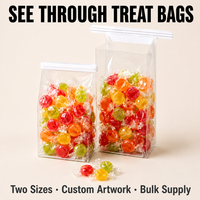 Sachets Doypack en plastique transparent en stock, de qualité alimentaire, réutilisables, scellables, pour biscuits, bonbons, noix, snacks, avec impression personnalisée